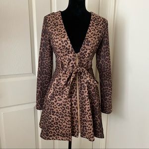Cheetah Print Long Sleeve Dress